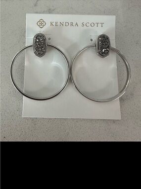 Kendra Scott Silver Hoop Earrings with Druzy Accents